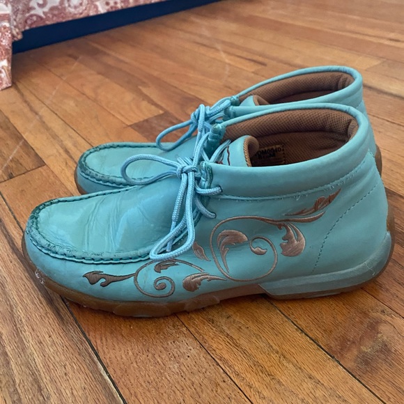 Twisted X Shoes Rare Teal Twisted X Leather Bomber Driving Mocs